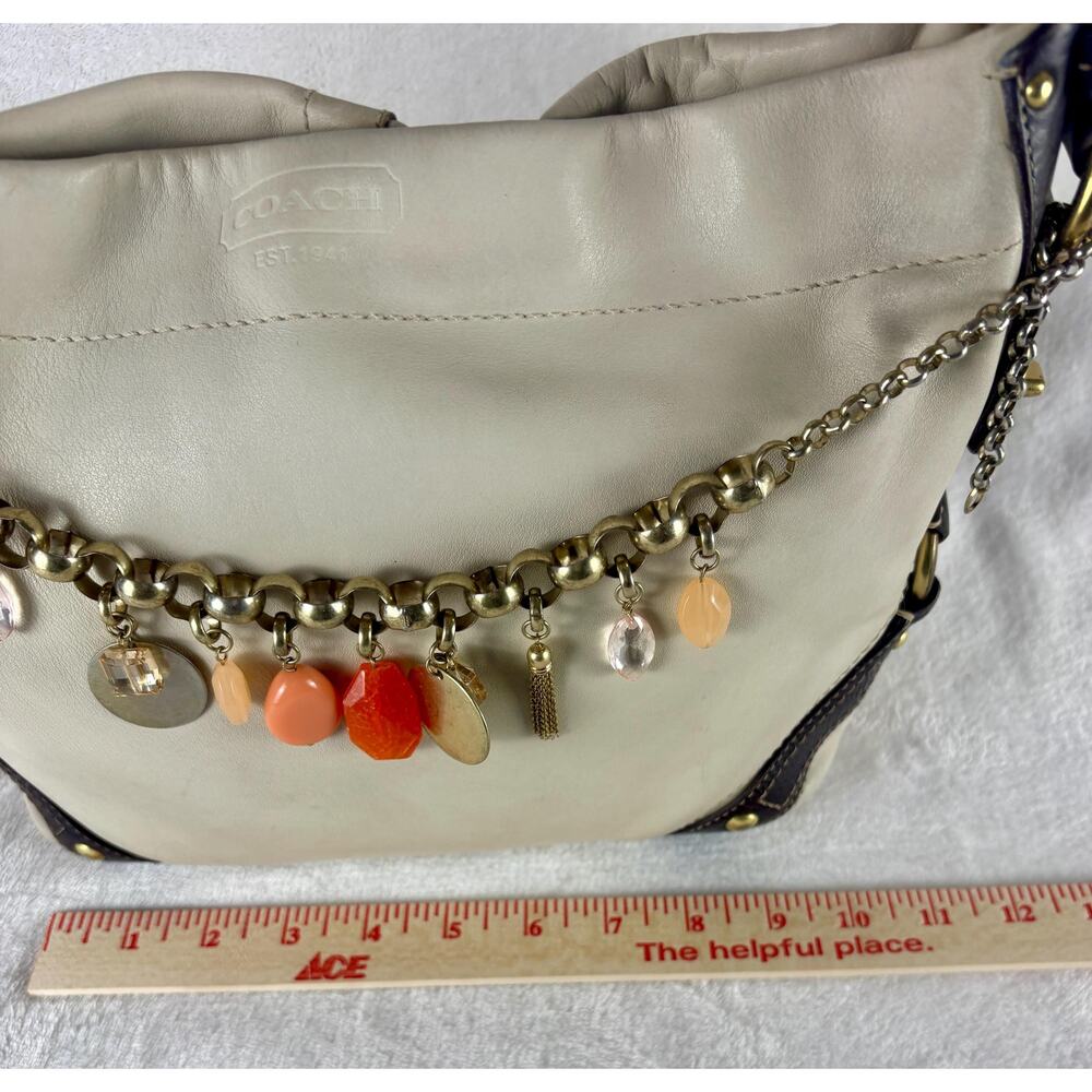 Coach Carly Hobo in Cream/Ivory with Chain - Picture 12 of 16